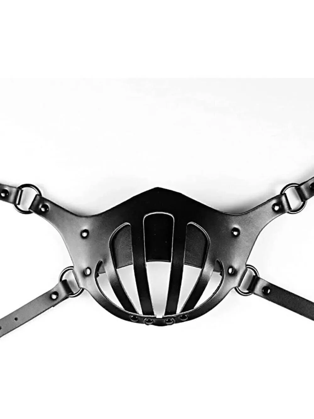 𝅺BLACK Leather Fetish Masquerade Face Mask Slave Bondage BDSM Costume Cosplay